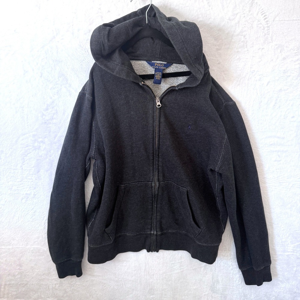 Polo Ralph‎ Lauren Zip Hoodie Fleece Large 14-16 Dark Gray Boys